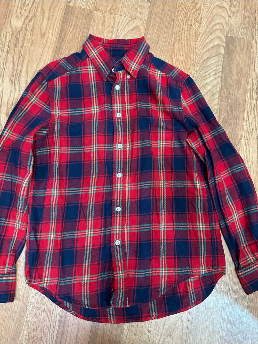 Ralph Lauren Red and Navy Plaid Button-Down Shirt